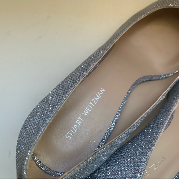 Stuart Weitzman Leigh Metallic 95mm Heel In Silver Sz 6 - Picture 7 of 9